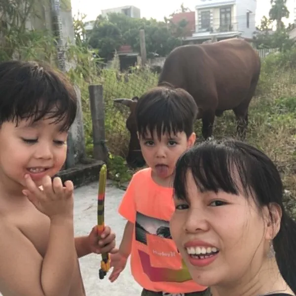Trang with families in Hoi An