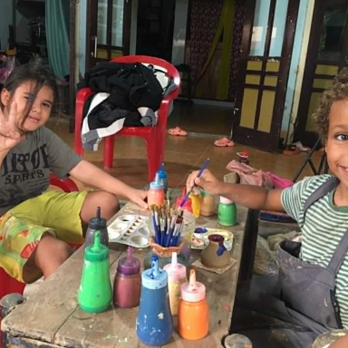 Trang with families in Hoi An